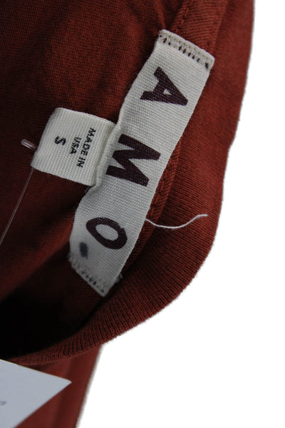 Amo Women Cropped Basic Brown T-Shirt Crew Neck Short Sleeve Size S