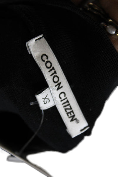 Cotton Citizen Womens Cropped Black Cotton Blend T-Shirt Long Sleeve Size XS