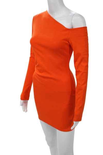 Zara Womens Orange Bodycon Mini Dress Long Sleeve Knee Length Size M