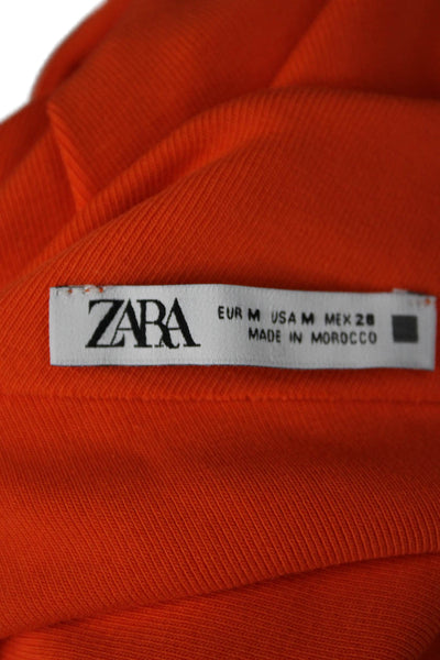 Zara Womens Orange Bodycon Mini Dress Long Sleeve Knee Length Size M