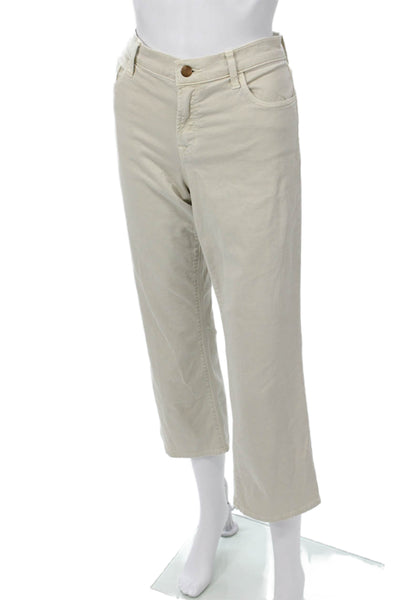 J Brand Womens Cropped Chino Pants Beige Button Size 30