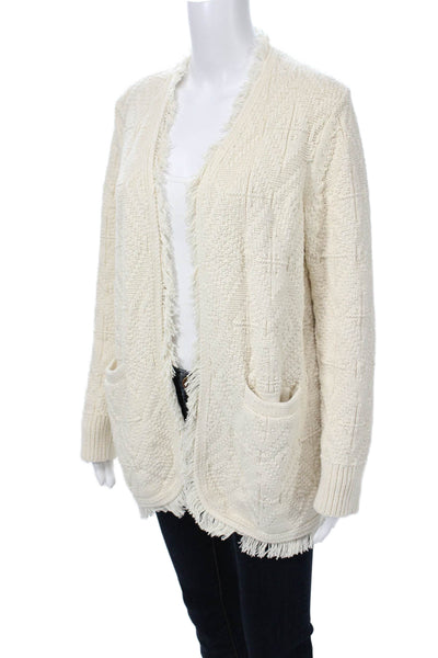 Banana Republic Womens Cardigan White Geometric Long Sleeve Cotton Size S