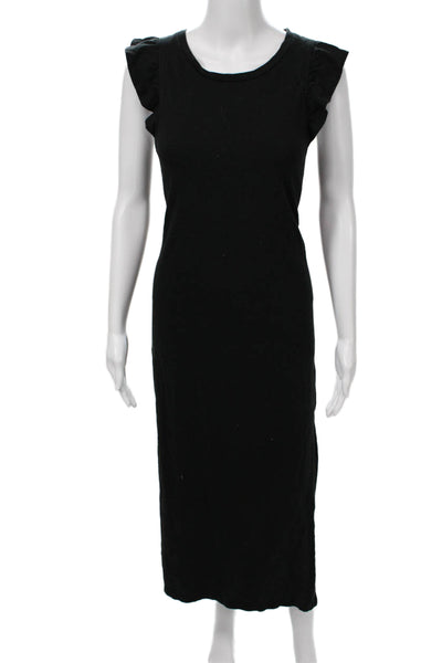 Z Supply Womens Solid Black Cotton Tank Maxi Dress Crew Neck Size XS