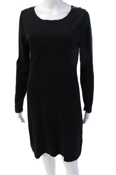 525 America Womens Sweater Dress Black Long Sleeve Button Size L