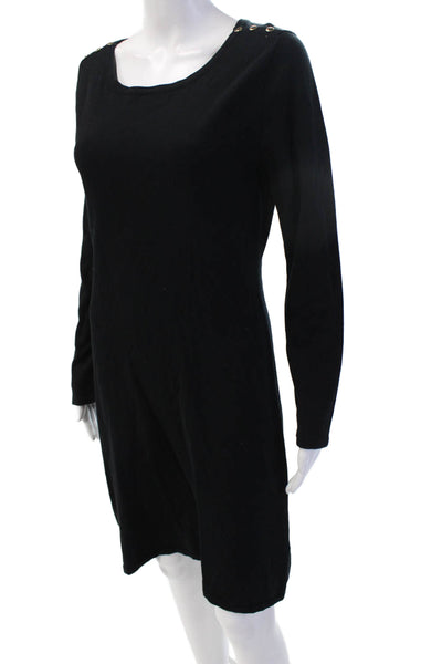 525 America Womens Sweater Dress Black Long Sleeve Button Size L