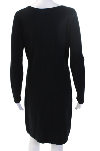 525 America Womens Sweater Dress Black Long Sleeve Button Size L