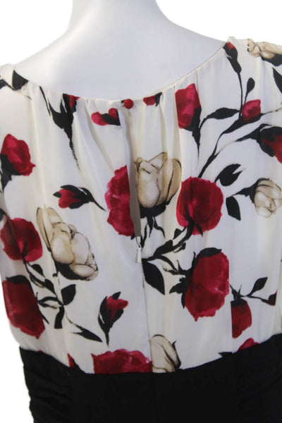 White House Black Market Women Sheath Floral Black Dress Sleeveless Size 10