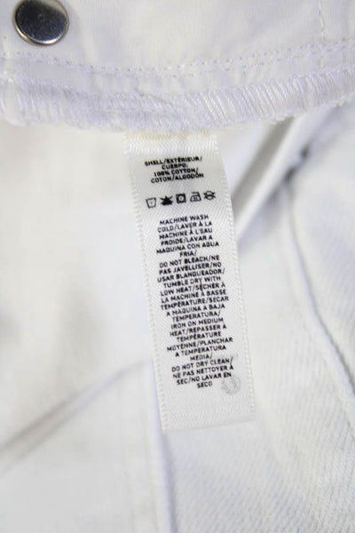 Designer Women Cropped White High-Rise Cotton Pants Size 27