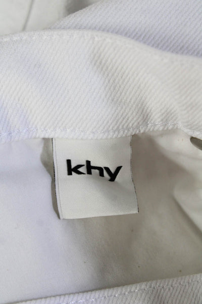 Designer Women Cropped White High-Rise Cotton Pants Size 27