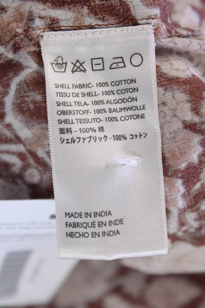 Cleobella Womens Bohemian Floral High Neck Button-Up Blouse Brown Size M