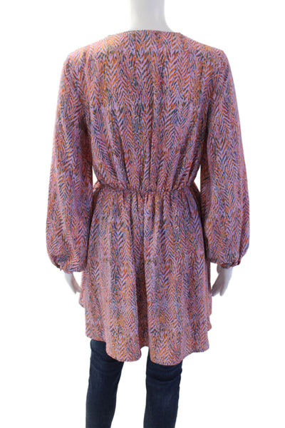 Zara Womens Blouson V-Neck Orange Dress Long Sleeve Size XS