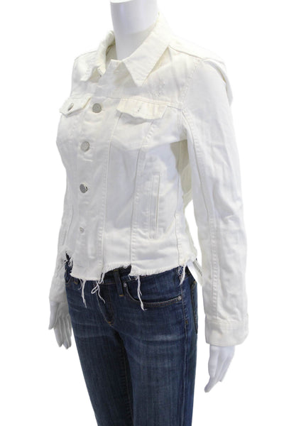 BLANKNYC Women White Cotton Button Collared Long Sleeve Jacket Size XS