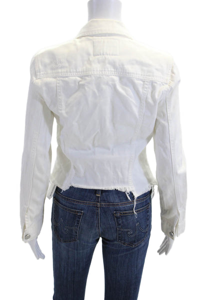 BLANKNYC Women White Cotton Button Collared Long Sleeve Jacket Size XS