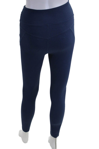 Year Of Ours Womens Striped Dark Blue Ankle Jeggings Size M