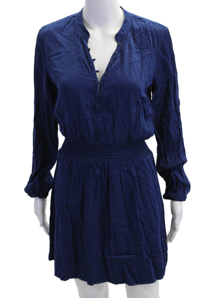 Bella Dahl Women Shirt Dress Dark Blue Cotton Long Sleeve Short Size S