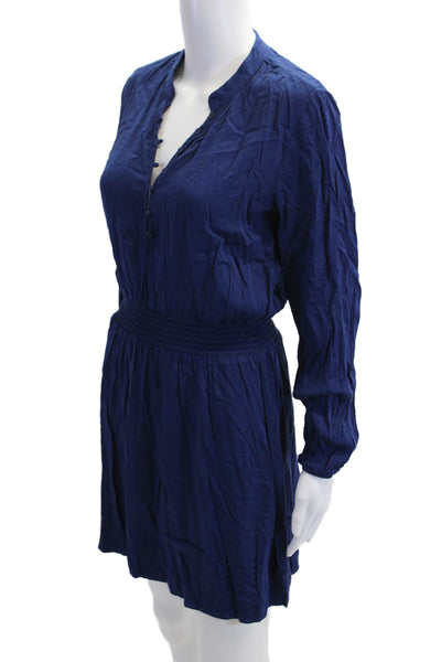 Bella Dahl Women Shirt Dress Dark Blue Cotton Long Sleeve Short Size S