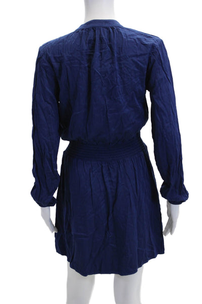 Bella Dahl Women Shirt Dress Dark Blue Cotton Long Sleeve Short Size S