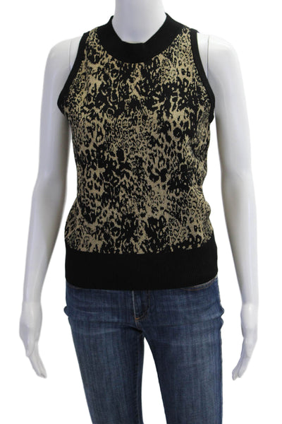 Ramy Brook Womens Beige Animal Print Sleeveless Tank Crew Neck Size M