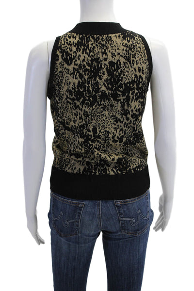 Ramy Brook Womens Beige Animal Print Sleeveless Tank Crew Neck Size M