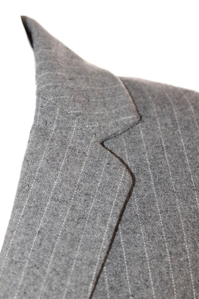 Lost Ink Women Gray Striped Collared Blazer Button Front Long Sleeve Size 2