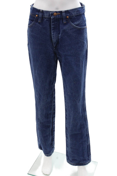 Wrangler Men Straight Jeans Dark Blue High Rise Button Fly Size 30