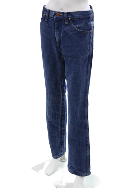 Wrangler Men Straight Jeans Dark Blue High Rise Button Fly Size 30