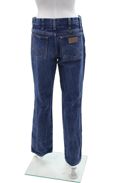 Wrangler Men Straight Jeans Dark Blue High Rise Button Fly Size 30