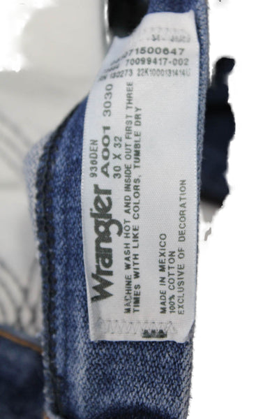 Wrangler Men Straight Jeans Dark Blue High Rise Button Fly Size 30