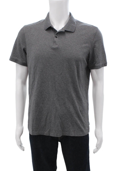 CK Calvin Klein Mens Cotton Solid Short Sleeve Polo Shirt Gray Size M