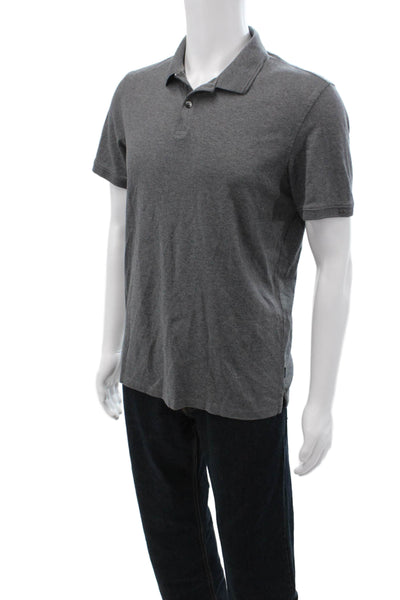 CK Calvin Klein Mens Cotton Solid Short Sleeve Polo Shirt Gray Size M