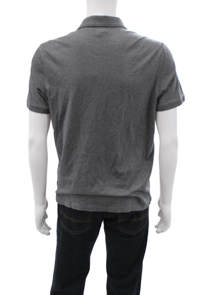CK Calvin Klein Mens Cotton Solid Short Sleeve Polo Shirt Gray Size M