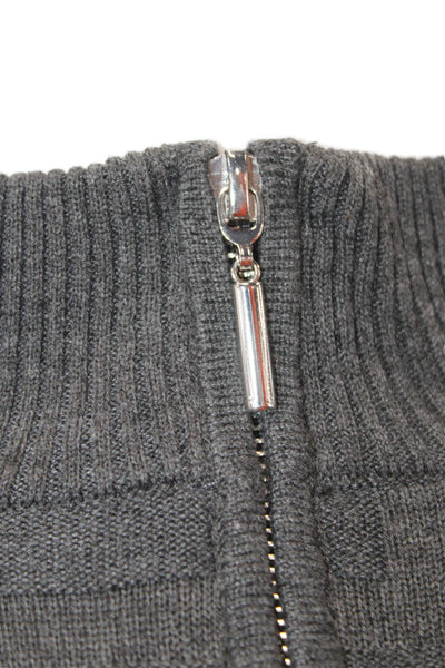 Stacy Adams Men Pullover Mock Neck Geometric Zip Sweater Dark Gray Size 2XL