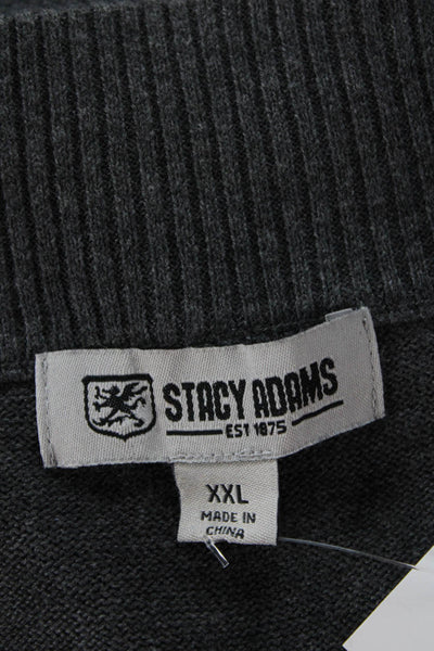 Stacy Adams Men Pullover Mock Neck Geometric Zip Sweater Dark Gray Size 2XL
