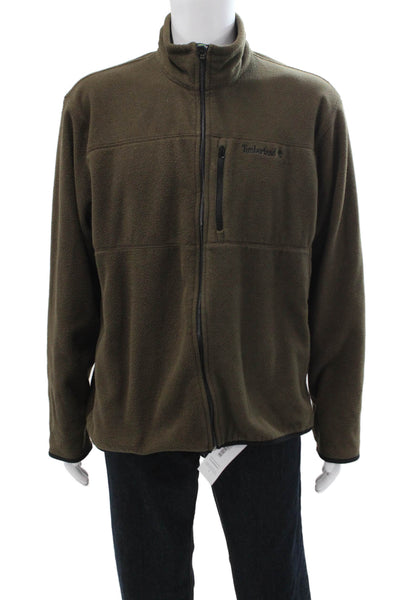 Timberland Mens Brown Windbreaker Jacket High Neck Zip Polyester Size XL