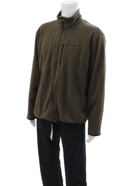 Timberland Mens Brown Windbreaker Jacket High Neck Zip Polyester Size XL