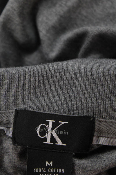 CK Calvin Klein  Mens Cotton Collared Short Sleeve Polo Shirt Gray Size M