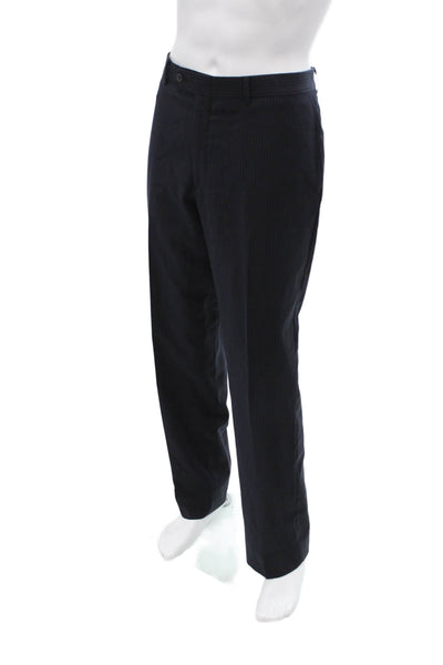 Tommy Hilfiger Men Dress Pants Dark Blue Wool Striped Size 36