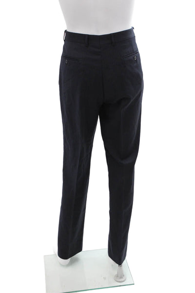 Tommy Hilfiger Men Dress Pants Dark Blue Wool Striped Size 36