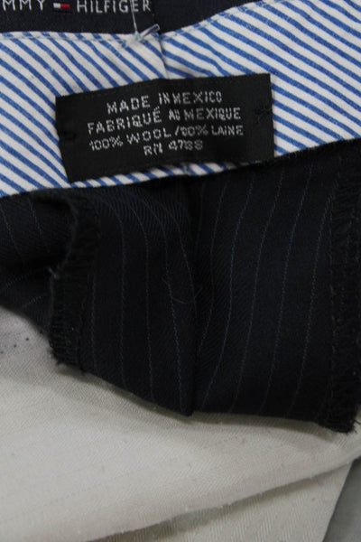Tommy Hilfiger Men Dress Pants Dark Blue Wool Striped Size 36
