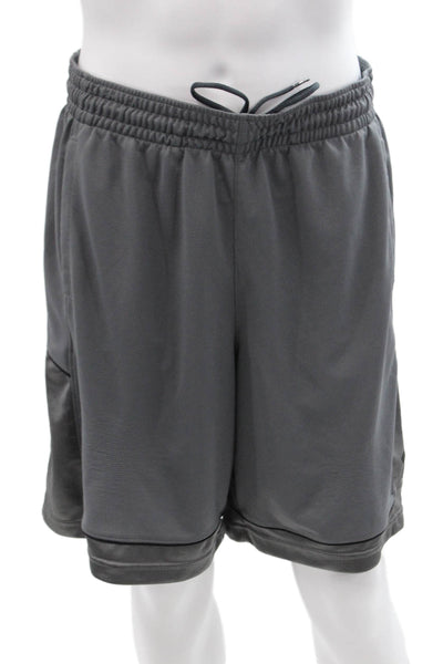 Under Armour, Mens Dark Gray Sweat Shorts Drawstring Nylon Blend Sports Size L