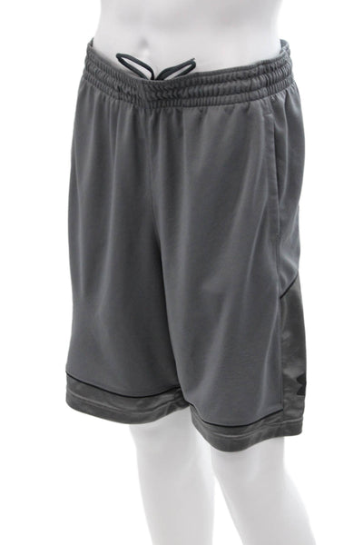 Under Armour, Mens Dark Gray Sweat Shorts Drawstring Nylon Blend Sports Size L
