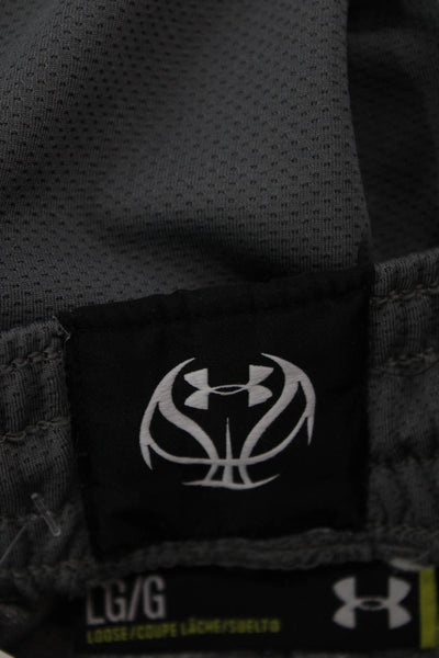Under Armour, Mens Dark Gray Sweat Shorts Drawstring Nylon Blend Sports Size L