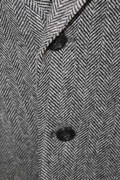 Kuppenheimer Men Gray Herringbone 100% Wool Collared Sport Coat Button Size L