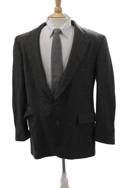 Austin Reed Men Dark Gray Check Pure Virgin Wool Sport Coat Size 46