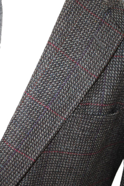 Austin Reed Men Dark Gray Check Pure Virgin Wool Sport Coat Size 46
