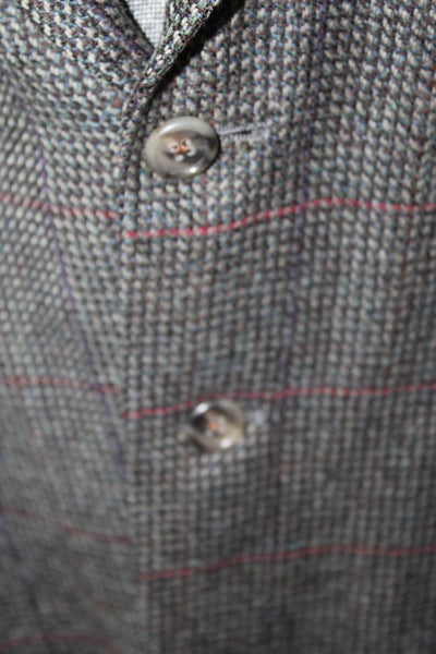 Austin Reed Men Dark Gray Check Pure Virgin Wool Sport Coat Size 46