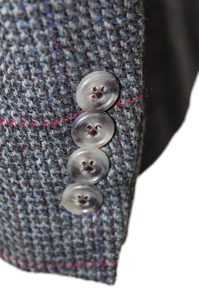 Austin Reed Men Dark Gray Check Pure Virgin Wool Sport Coat Size 46