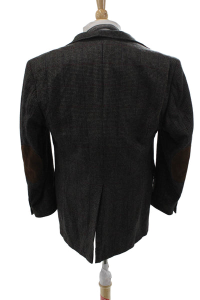 Austin Reed Men Dark Gray Check Pure Virgin Wool Sport Coat Size 46