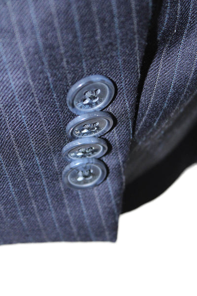 Tommy Hilfiger Men 2-Piece Dark Blue Wool Striped Suit Jacket Size 44