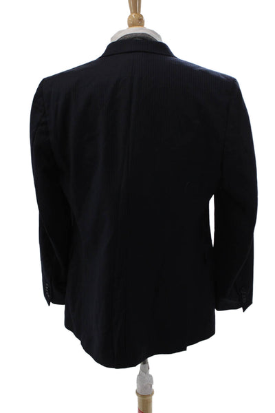 Tommy Hilfiger Men 2-Piece Dark Blue Wool Striped Suit Jacket Size 44
